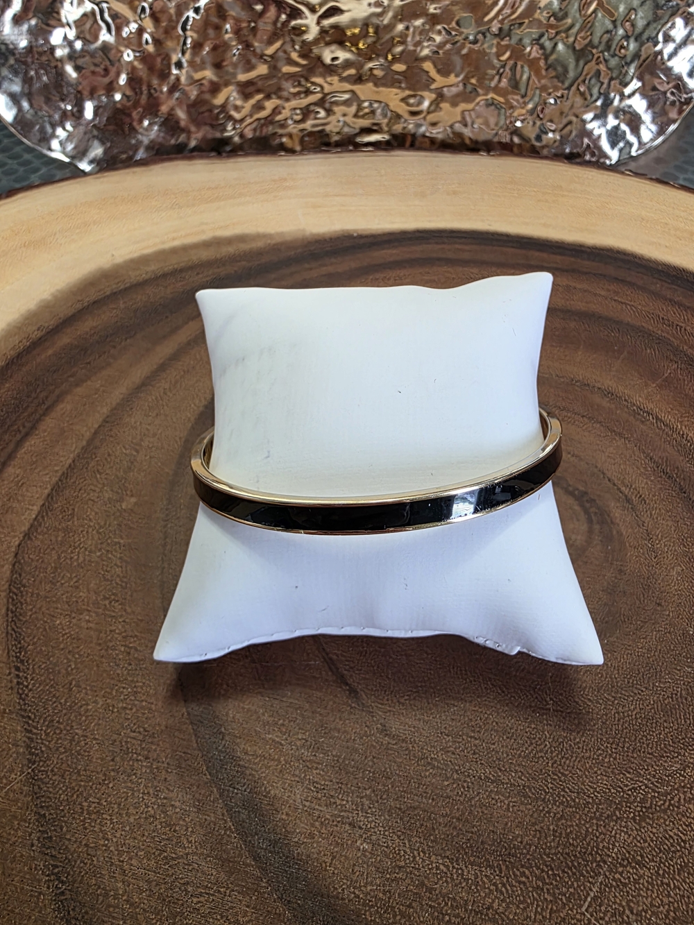 Gold and Black Enamel Bangle Bracelet